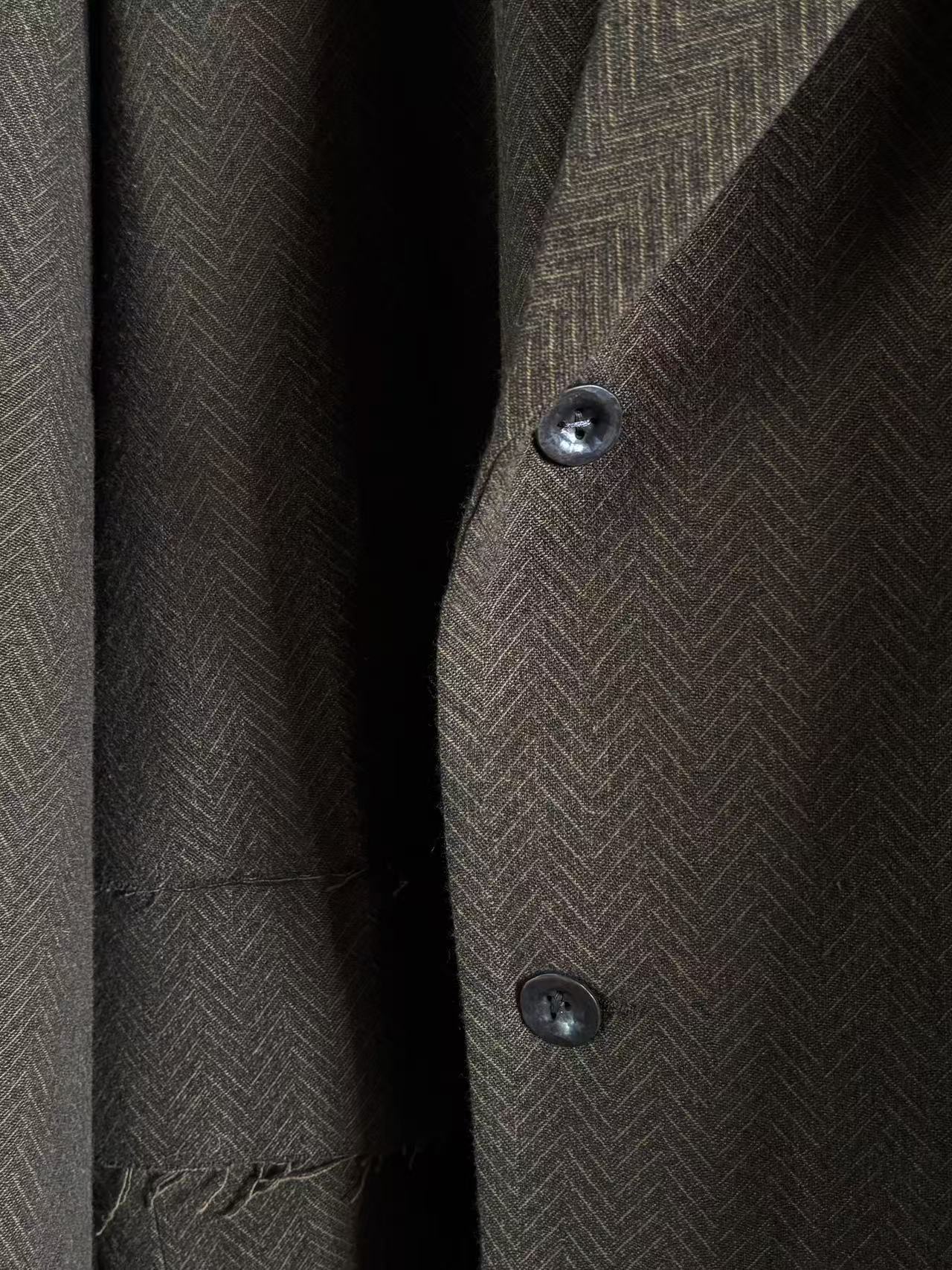 Raw edge collar double breasted overcoat